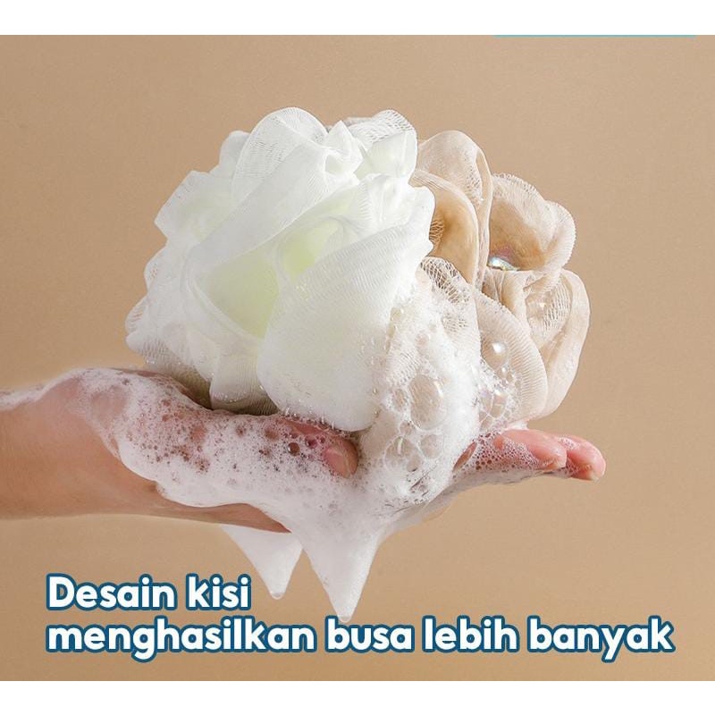 SPONGE MANDI / SHOWER PUFF / SPONGE BUSA BAGUS / SPONS MANDI PENDEK