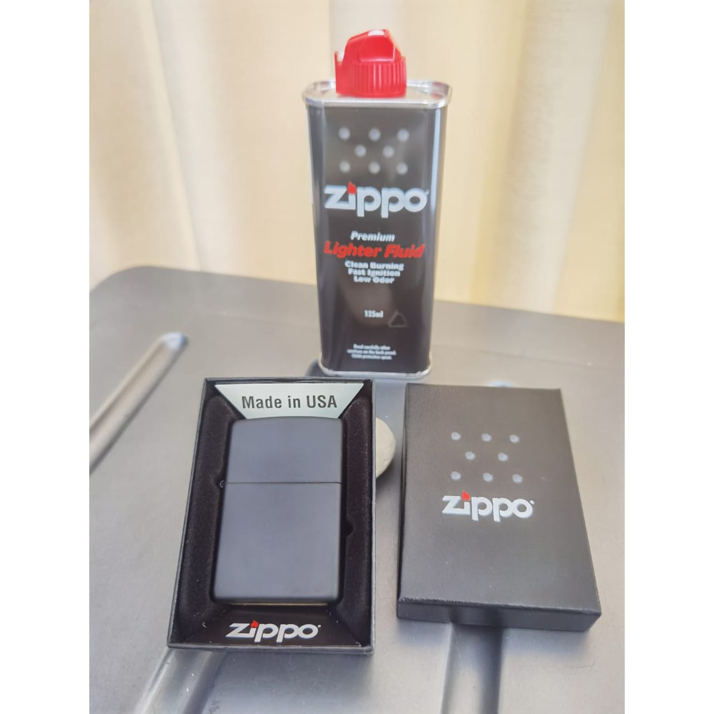 Korek Zippo Black Matte made in USA Free Minyak