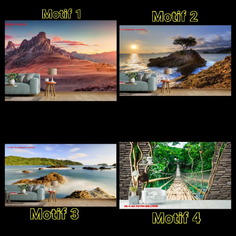 WALLPAPER 3D PLAFON/DINDING PEMANDANGAN PEGUNUNGAN , TEBING , PANTAI DAN LAUTAN HARGA GROSIR TERMURA