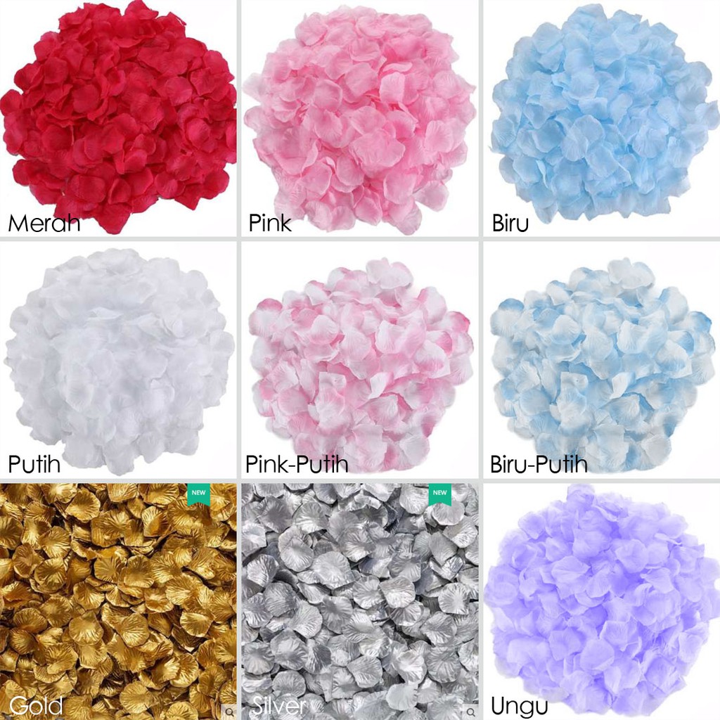 ROSE PETAL KELOPAK BUNGA MAWA IMITASI 1 PACK -+ 100 HELAI BUNGA MAWAR TABUR MERAH GOLD WEDDING