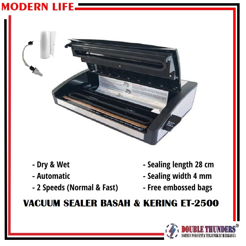 Vacuum Sealer Mesin Pengemas Vakum DT-2500 ( Kering &amp; Basah ) Semi Auto