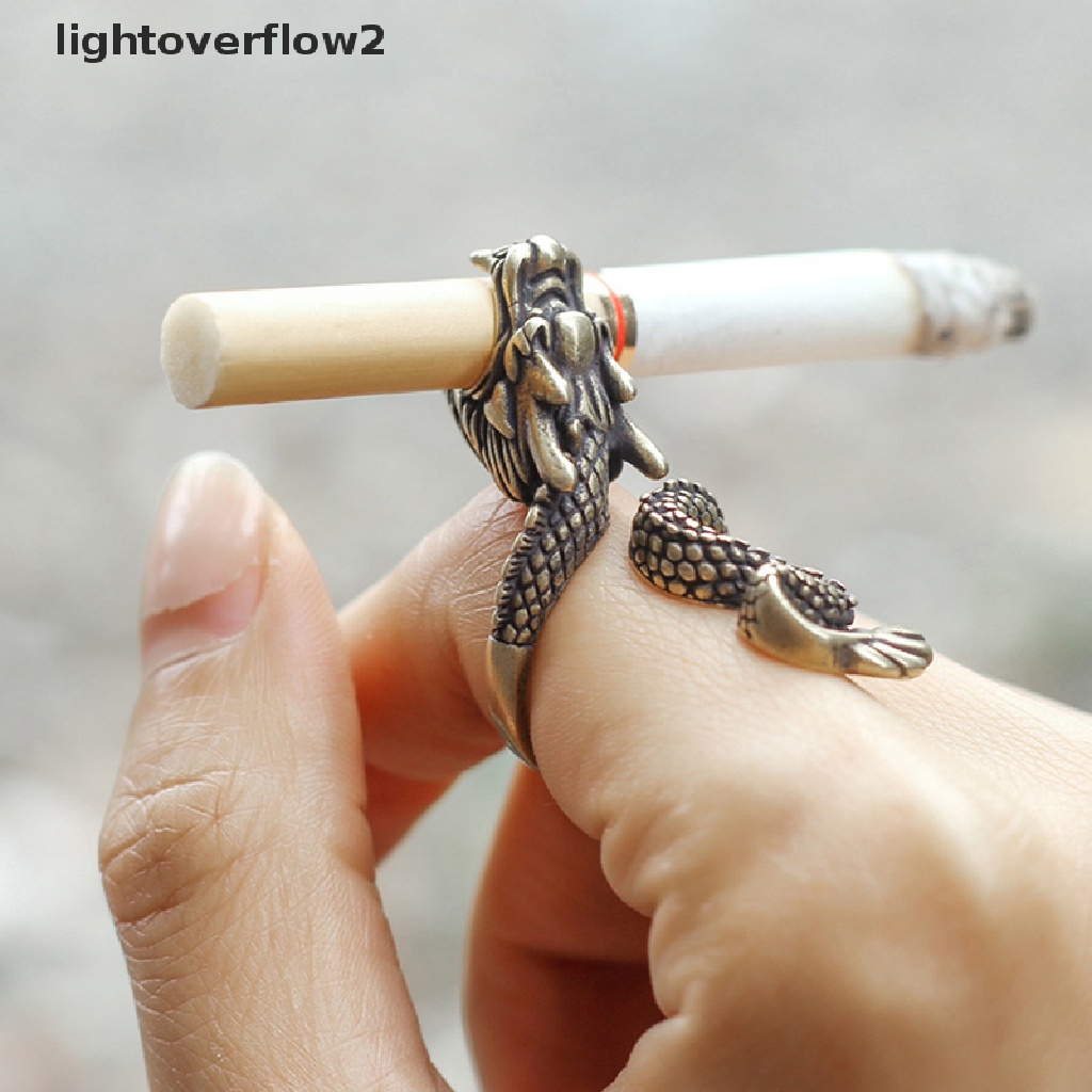 (lightoverflow2) Cincin Holder Rokok Adjustable Desain Naga Gaya Retro