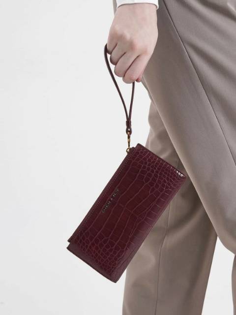 7.7 SALE | CK Mini Croc-Effect Wristlet Wallet