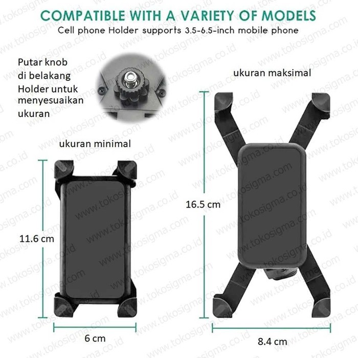 HOLDER HANDPHONE model X STAND HP DI SPION MOTOR ANTI FALL ROTASI 360