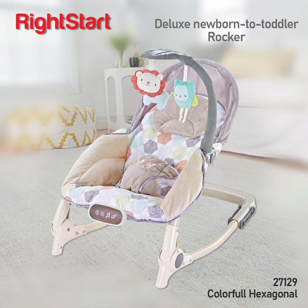 READY Right Start Bouncer Newborn Toddler Portable Swing Ayunan Bayi 2 in 1 Goyang Rocker Baby-Colorful Hexagonal