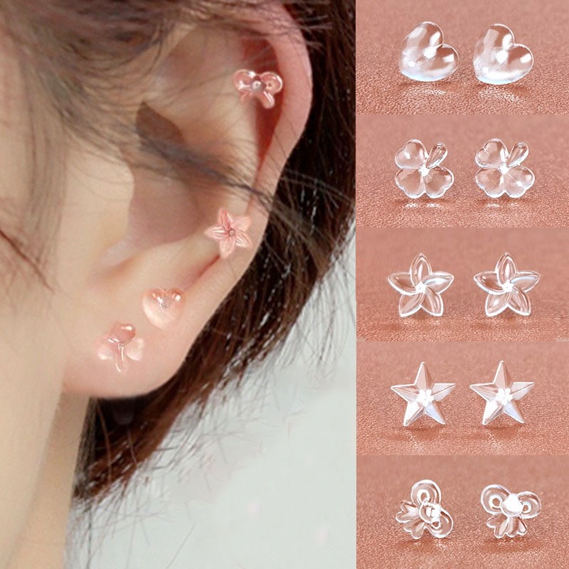 Anting Tusuk Bahan Plastik Resin Transparan Anti Blocking