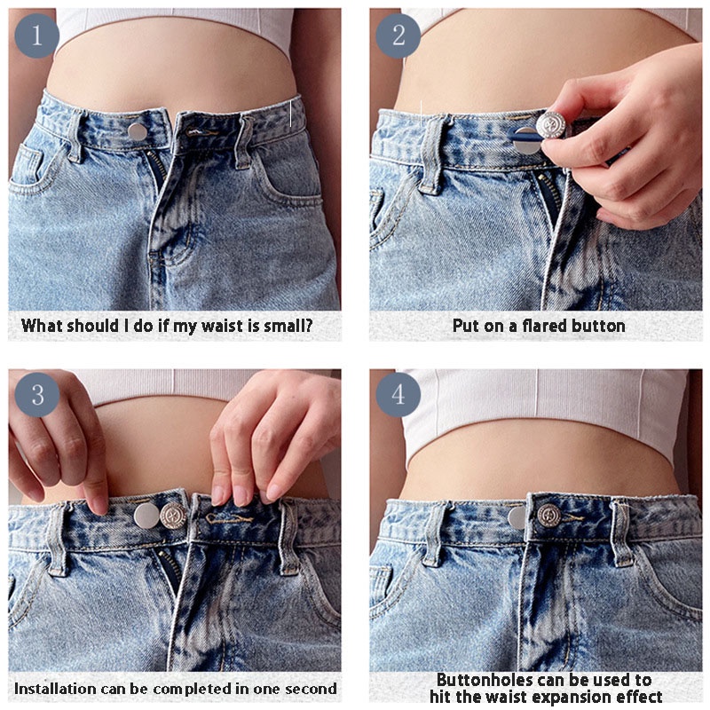 Metal Celana Jeans Adjustable Untuk Celana Kekecilan / Kesempitan Stapleless Untuk Wanita Tombol Logam Zinc Alloy Round Tack Buttons Aksesoris-Won