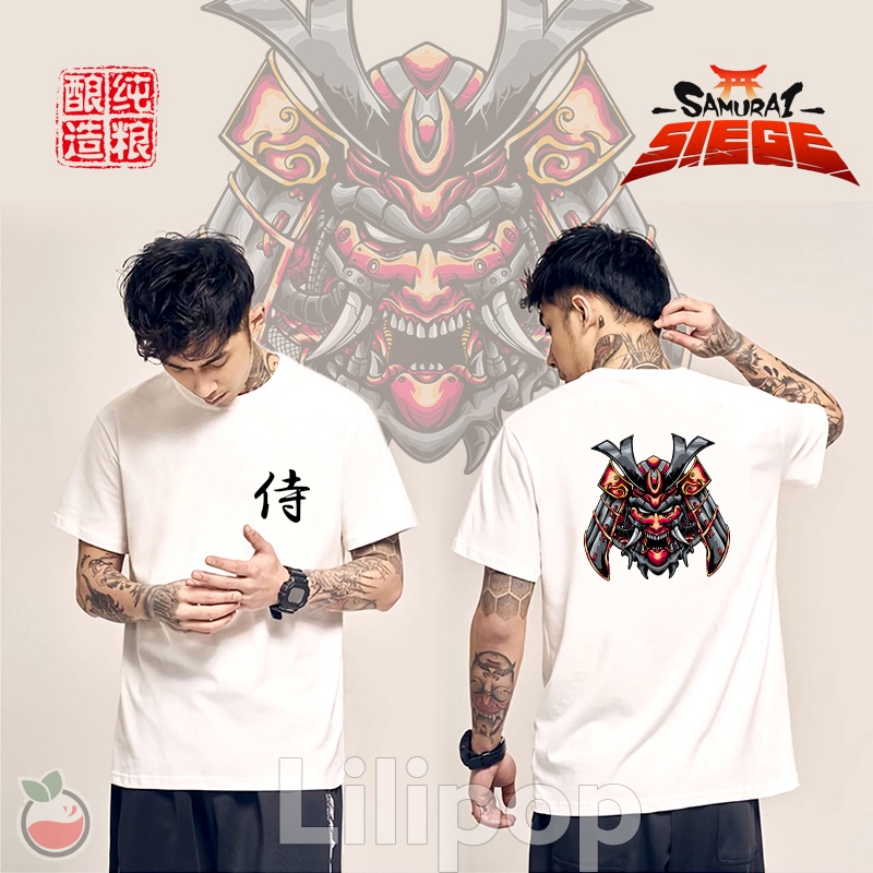 Lilipop Kaos Pria Samurai japan Baju Distro Basic Lengan Pendek Tshirt Kasual B