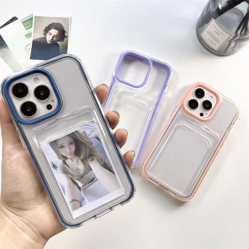 3 In 1 Soft Case TPU Tahan Banting Dengan Slot Kartu Untuk IPhone 14 Pro Max 13 12 11 Pro Max X Xs Max XR 8 7 Plus