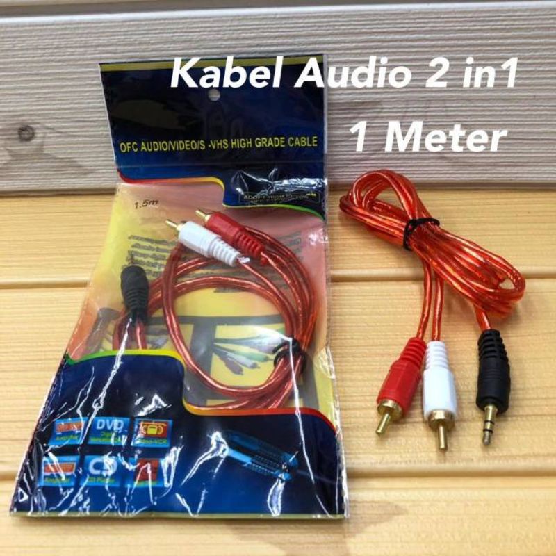 Kabel Jack Audio Aux To 2 Rca Transparan High Kualitas / Kabel Audio Aux 2 in 1 / Kabel Speaker 2in1