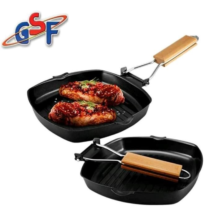 SQUARE GRILL PAN GSF G 2402 PANCI TATAKAN GRILL PANGGANGAN BBQ / SQUARE GRILL PAN GSF G 2402 PANCI TATAKAN GRILL PANGGANGAN BBQ / TEFLON WAJAN FRYPAN ANTI LENGKET LIPAT GSF G 2402 / GSF G-2402 / GSF 2402