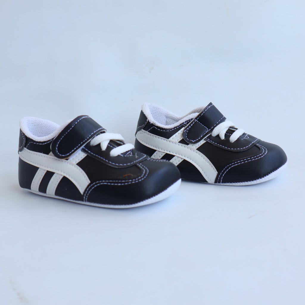 Nuna Store Sepatu Anak Bayi Laki - laki 0 - 12 Bulan Bahan Kanvas kain Motif Sepatu stripe