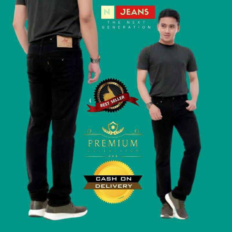 Celana Jeans standar Pria Reguler celana fit Hitam biru muda,Garmen,Biru