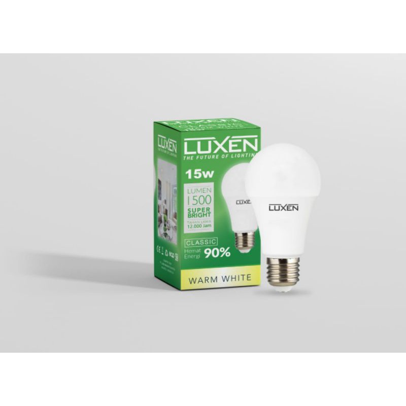 LUXEN LAMPU LED BULB 15W 15 WATT CLASSIC KUNING 3000K warm white