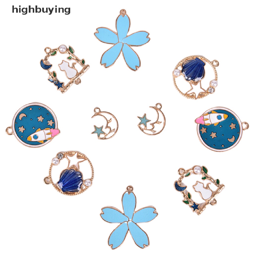 Hbid 14pcs / lot Liontin Bahan Metal Enamel Untuk Membuat Perhiasan Charms