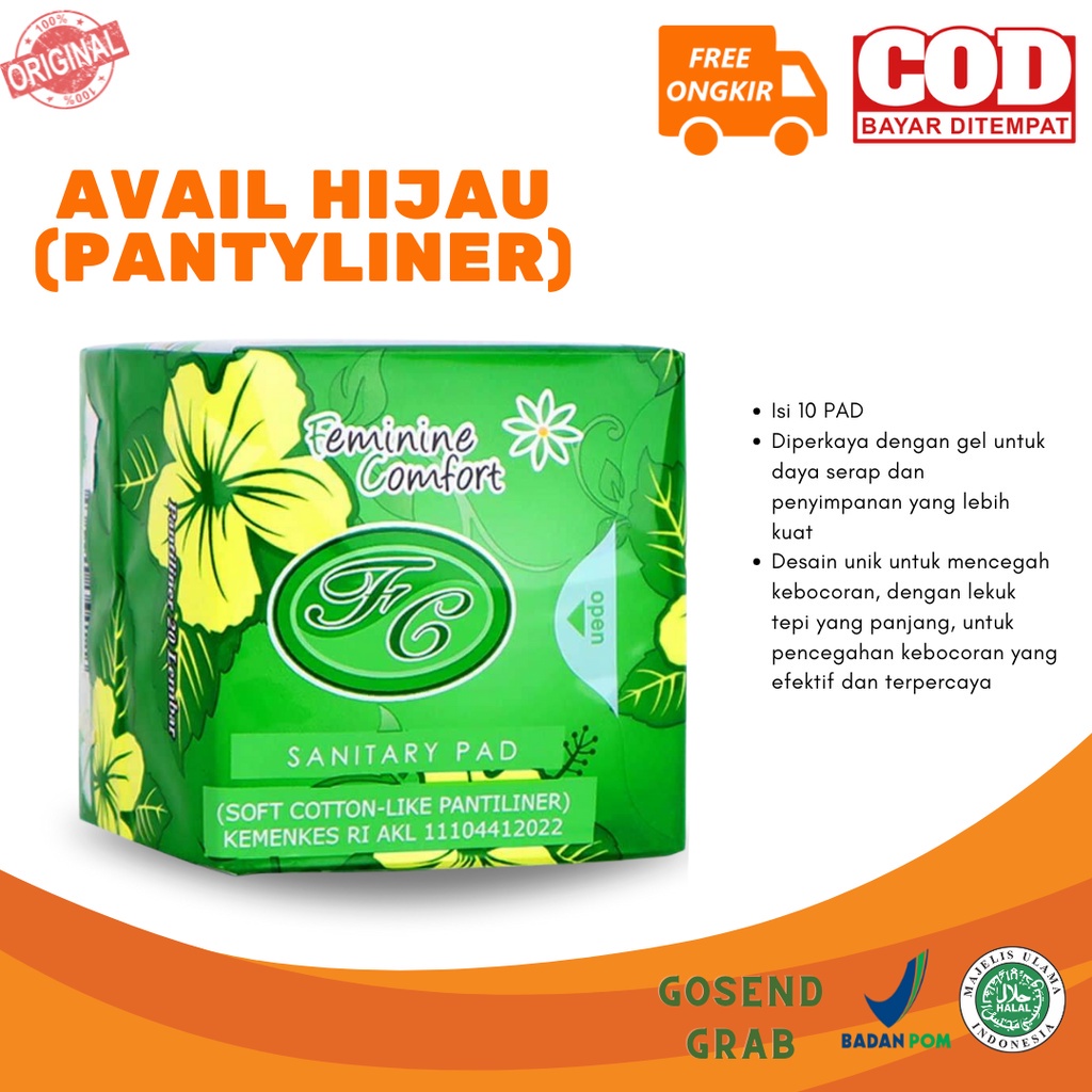 Original Avail Hijau Pembalut Avail Ijo Avail Pantyliner Hijau ( Pembalut Herbal ) Exp Baru