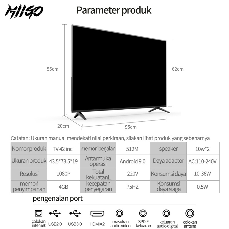 Ukuran Tv 42 Inch Berapa Cm Ruang Teknisi 60 Off