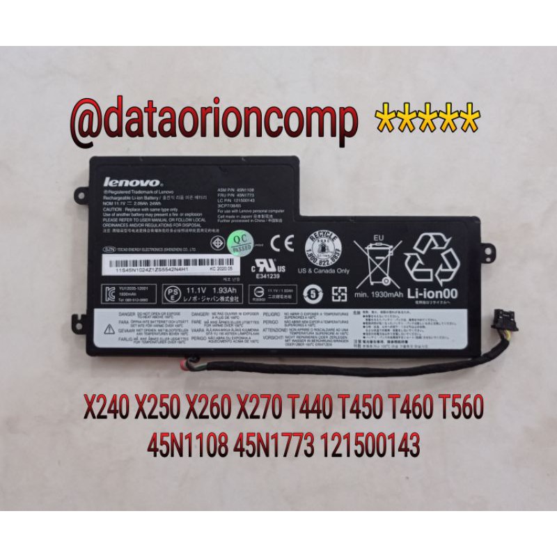 Baterai Battery Internal Lenovo X240 X250 X240s X260 L450 L450S 45N1108 45N1773 121500143