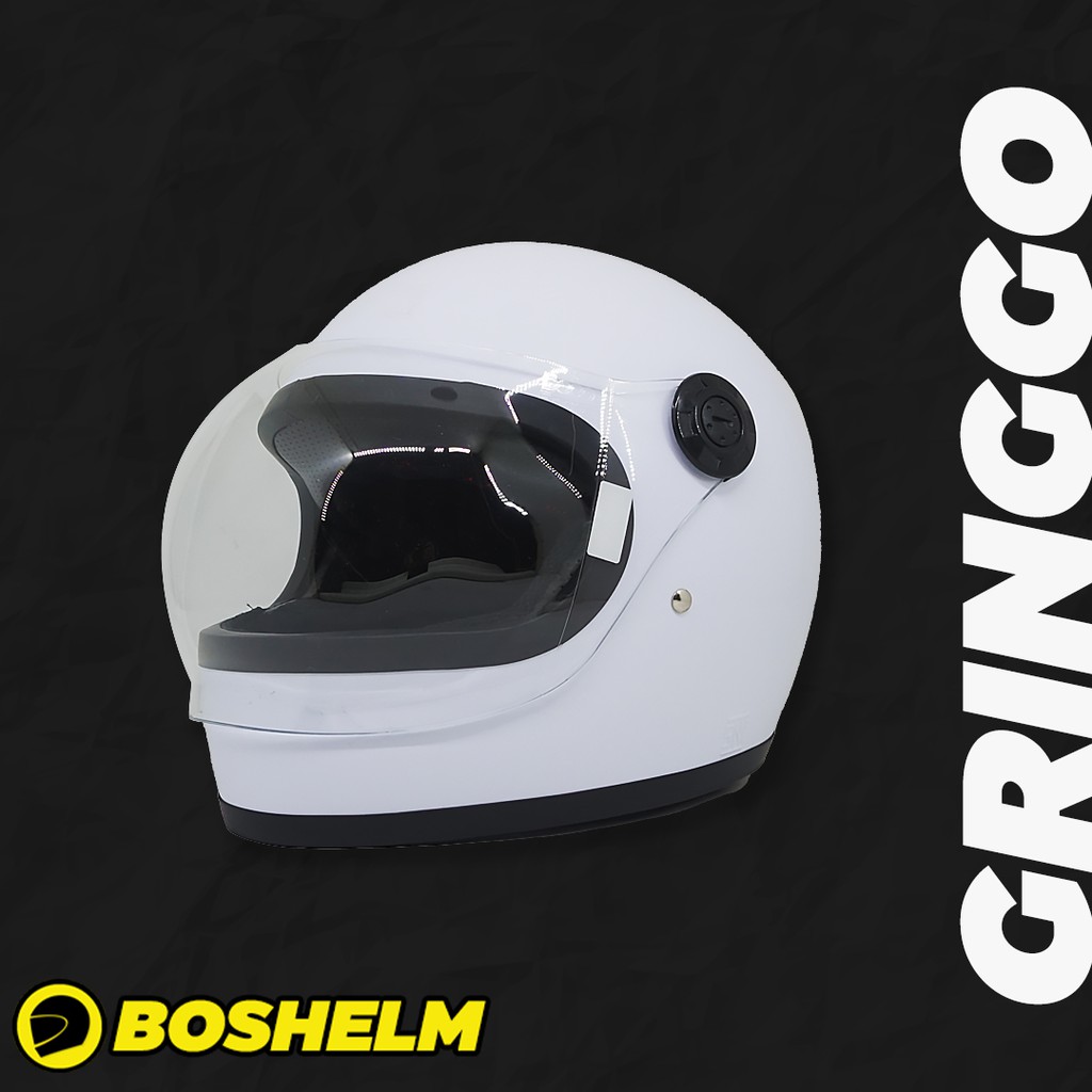 Helm Retro Fino Gringo PUTIH GLOSSY Helm Cakil Full Face SNI