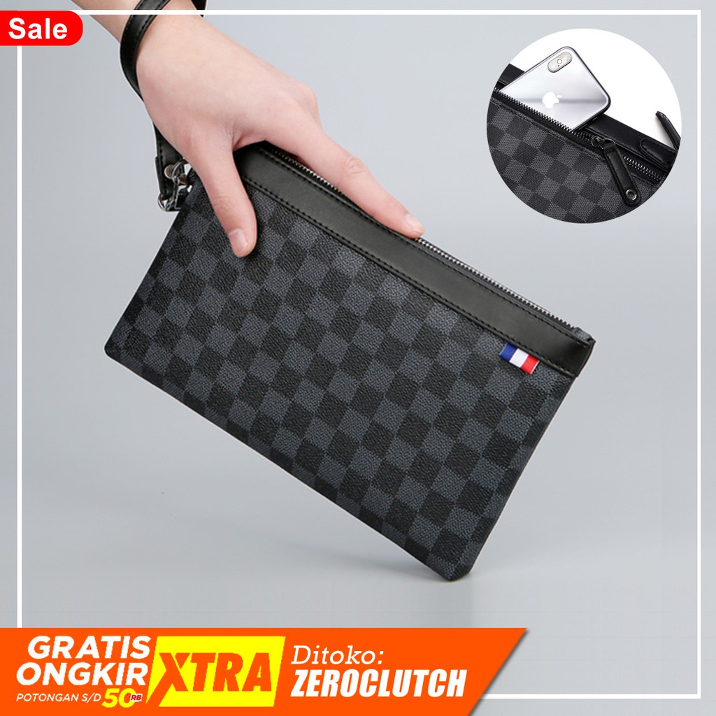 Clutch Pria Murah / Clutch Kantoran Import PU High Quality MB0821 MB0822 Tas Tangan Motiv lv Damier