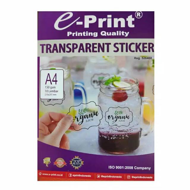

e-PRINT TRANSPARENT STICKER 150GSM UKURAN A4