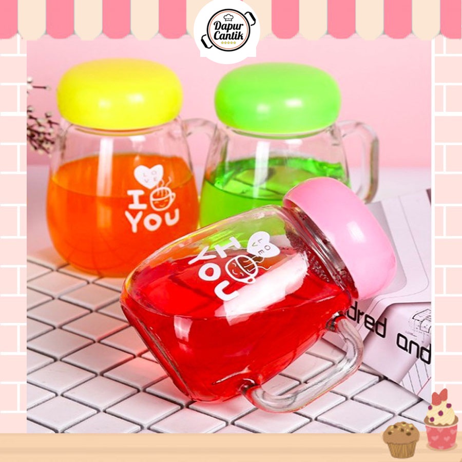 DapurCantik Gelas Mug Minum Kaca Model Jamur My Bottle Mushroom Botol Minum 300 Ml Gelas Kaca - GMUG