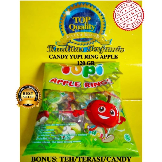 

CANDY YUPI RING APPLE 45 GR BONUS TEH/TERASI/CANDY