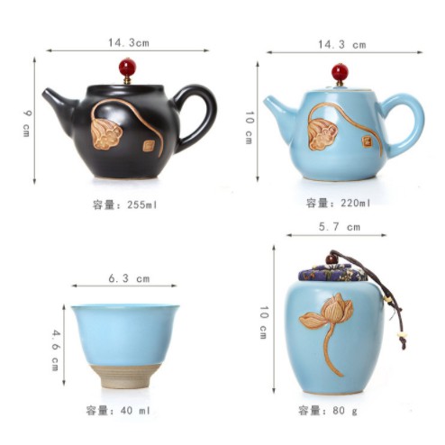 Portable chinese tea set ceramic + Free Pouch Bag Travel