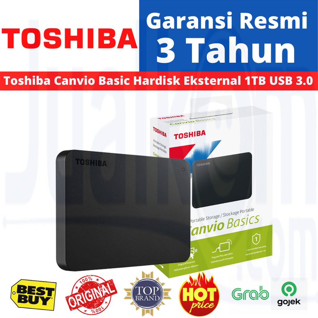 TOSHIBA CANVIO BASIC 1TB Harddisk External 2.5&quot; USB 3.0 Resmi