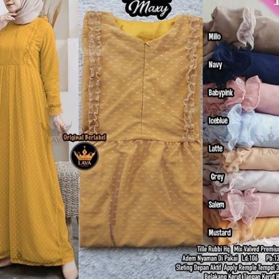 "Top Produk. ZURRA MAXY GAMIS PESTA TILE POLKADOT WANITA TERMEWAH KAIN IMPORT KONDANGAN COD BAYAR