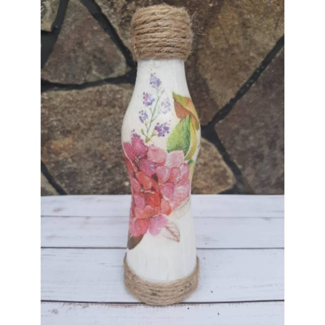 Botol decoupage hias bunga