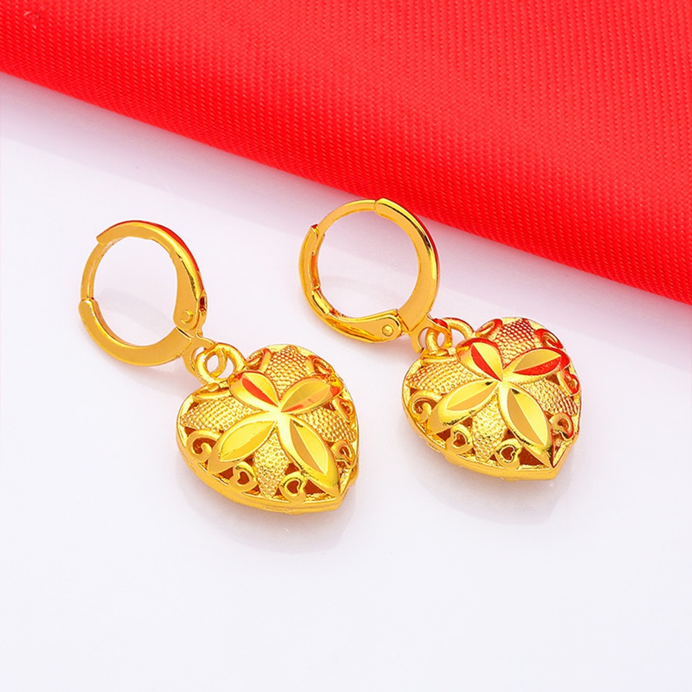 1 Pasang Anting Stud Liontin Love Sand Gold Gaya Retro Untuk Wanita