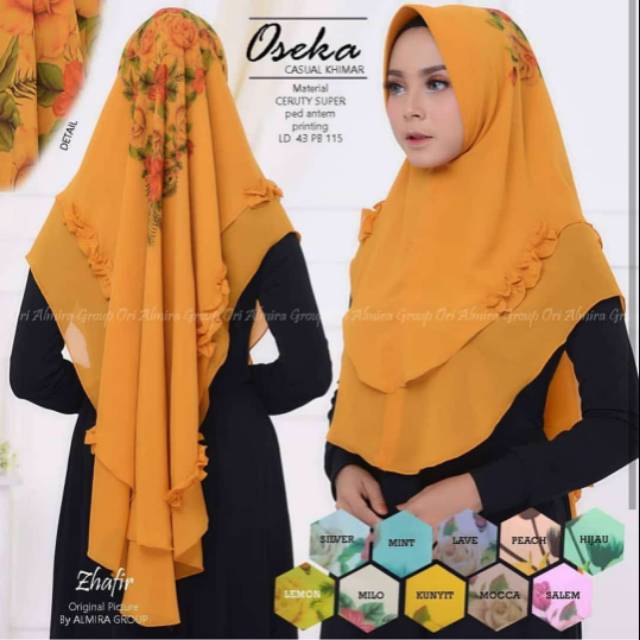 Kerudung Khimar motif bunga bahan ceruti