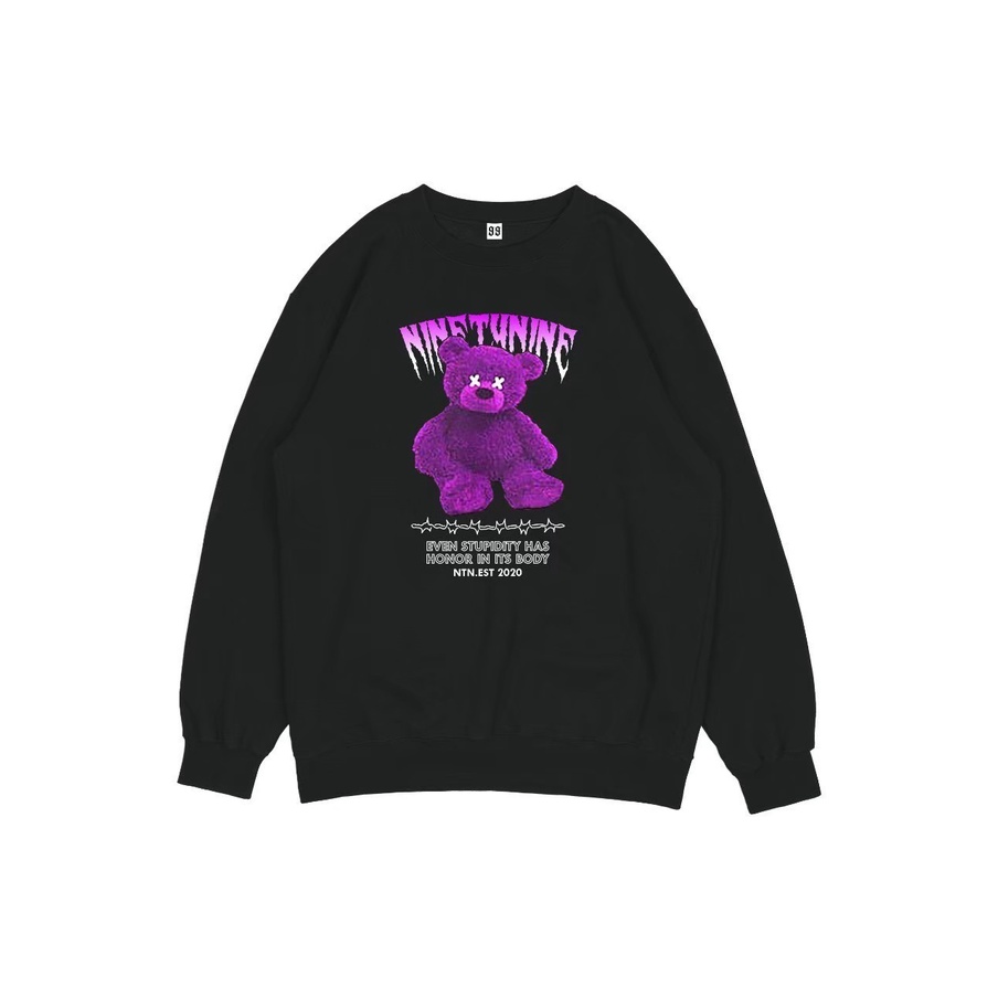 Sweater Crewneck NINETY NINE PURPLE BEAR / Jaket Crewneck Pria / Jaket Crewneck Wanita Available M L XL Casual Good Brand Quality Original (Fulltag) Realpict