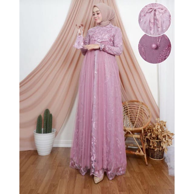 SYAFIN FASHION _ Alexa Gamis Kondangan / Pakaian Pesta Wanita Gamis Tulle Alexa M - XXL / gaun pesta