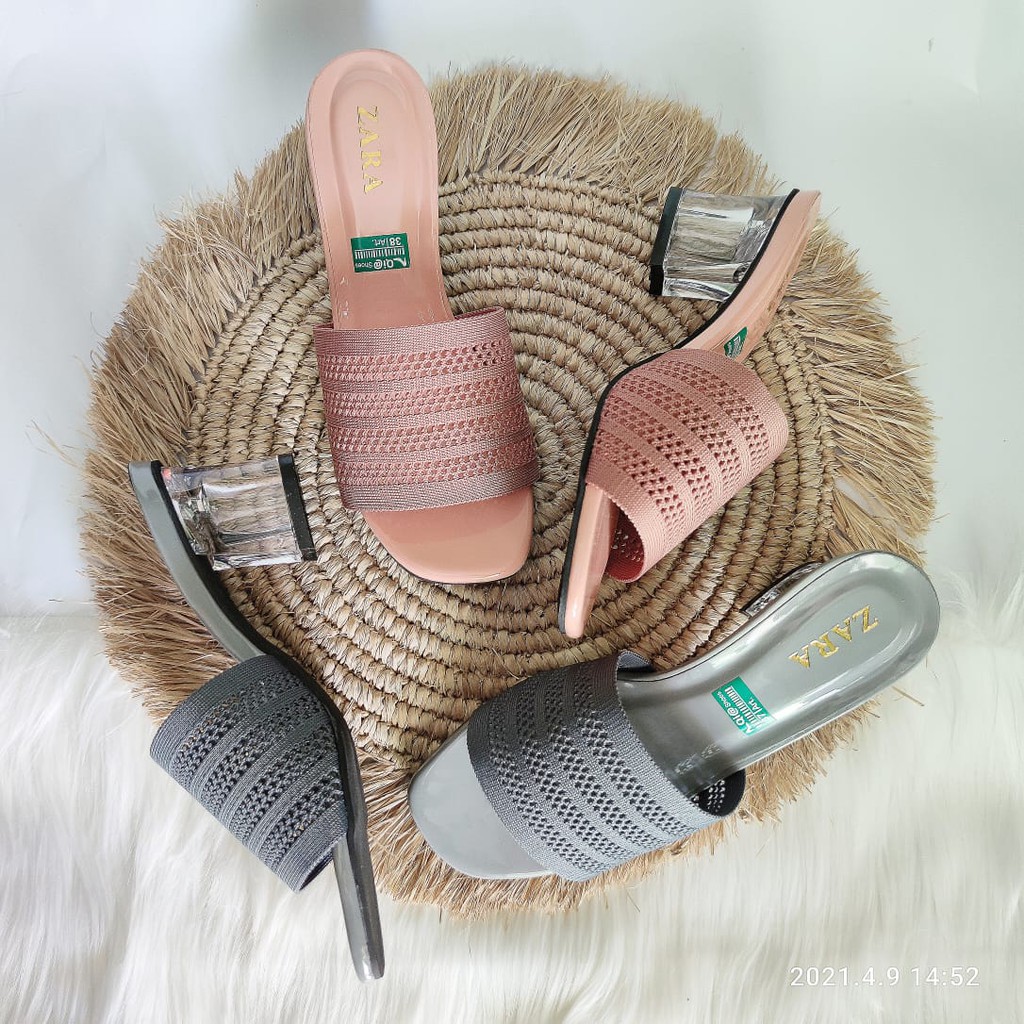 Zara - Sandal Selop Hak Kaca, Model Terbaru