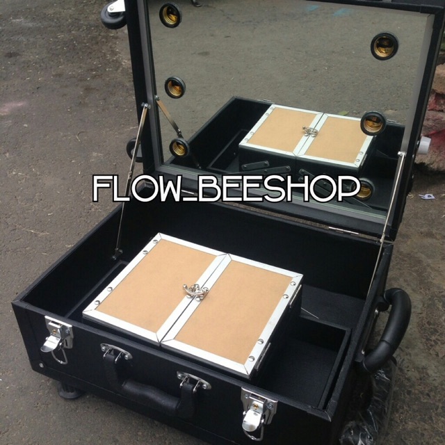 beauty case koper makeup make up mua custom led lampu rias kaca
