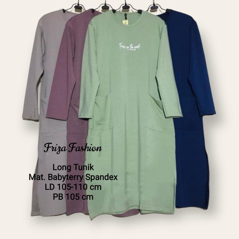 LONG TUNIK KAOS WANITA TERBARU / LONG TUNIK MUSLIMAH BAHAN BABYTERRY BERKUALITAS