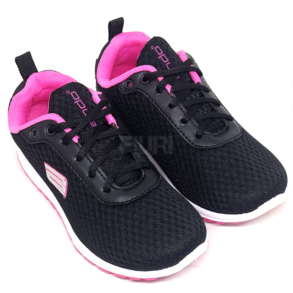 FIURI - ANDO ORIGINAL -  ZORA 33-40 HITAM PINK - SEPATU SNEAKERS KANVAS SOL KARET ANAK KECIL PEREMPUAN  - SEPATU KETS LUCU FASHION TRENDY - SEPATU SEKOLAH ANAK PEREMPUAN SD - SEPATU ANAK CEWEK - MURAH PROMO DISKON BONUS KAOS KAKI