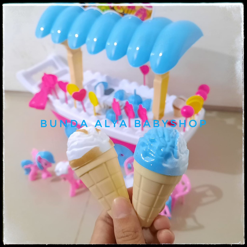 Ice Cream Stroller - Mainan Anak Edukasi - Gerobak Ice Cream Mainan - Troli Es Krim - Trolley Ice Cream Shop Ukuran Besar - Mainan Gerobak Es krim Dorong Fun Toys Ukuran Besar