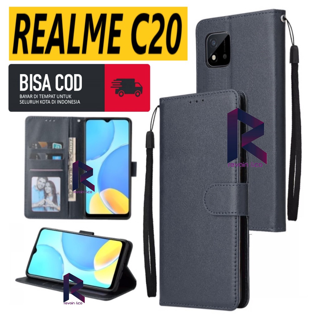 REALME C20 CASING DOMPET FLIP WALLET LEATHER KULIT PREMIUM SARUNG BUKA TUTUP FLIP CASE REALME C20