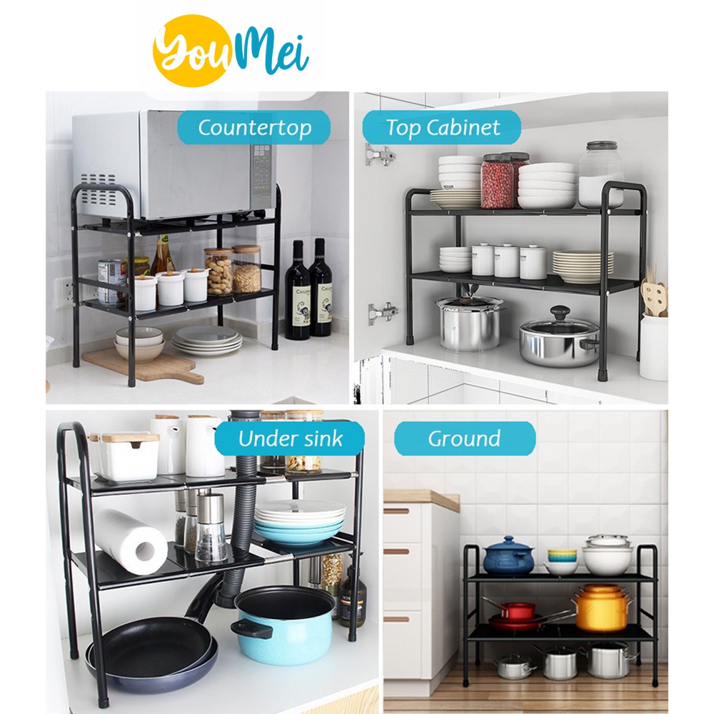 Rak Dapur Penyimpanan Flexible Rak Sepatu Rak Susun Serbaguna Rak Bawah Wastafel Rak Dapur Penyimpanan Flexible - 1015