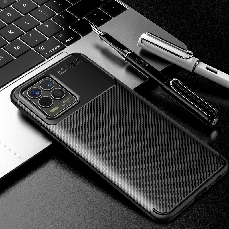 Soft Case Bahan Silikon Tekstur Carbon Fiber Shockproof Untuk OPPO Realme C21 C21Y 8i 8 Pro Realme 8 4G 8Pro