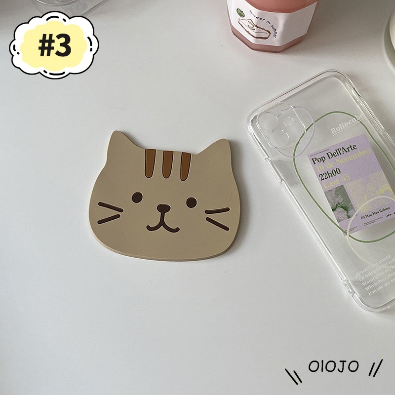 Kucing lucu Kartun Hot Plate Silicone Coaster Tatakan Makanan Non-Slip - ol