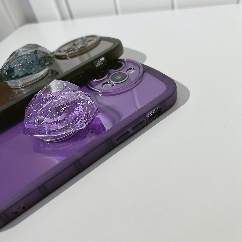 IPHONE Bracket Cinta Hati Geometris 3D Transparan Warna Solid Lembut TPU Phone Case Cover Untuk Iphone7 8 PLUS X XR XS 11 12 13 14 PRO MAX SE 2020