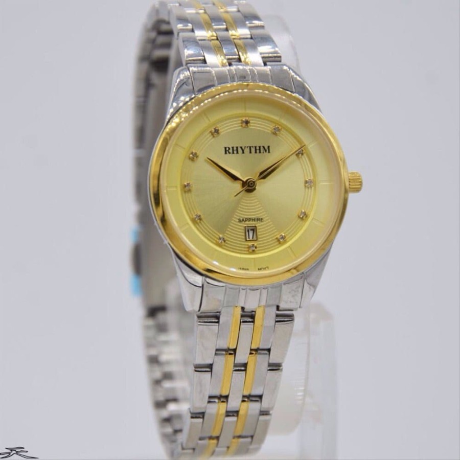 jam tangan wanita RHYTHM 1302 silver gold original G1302S SAPPHIRE