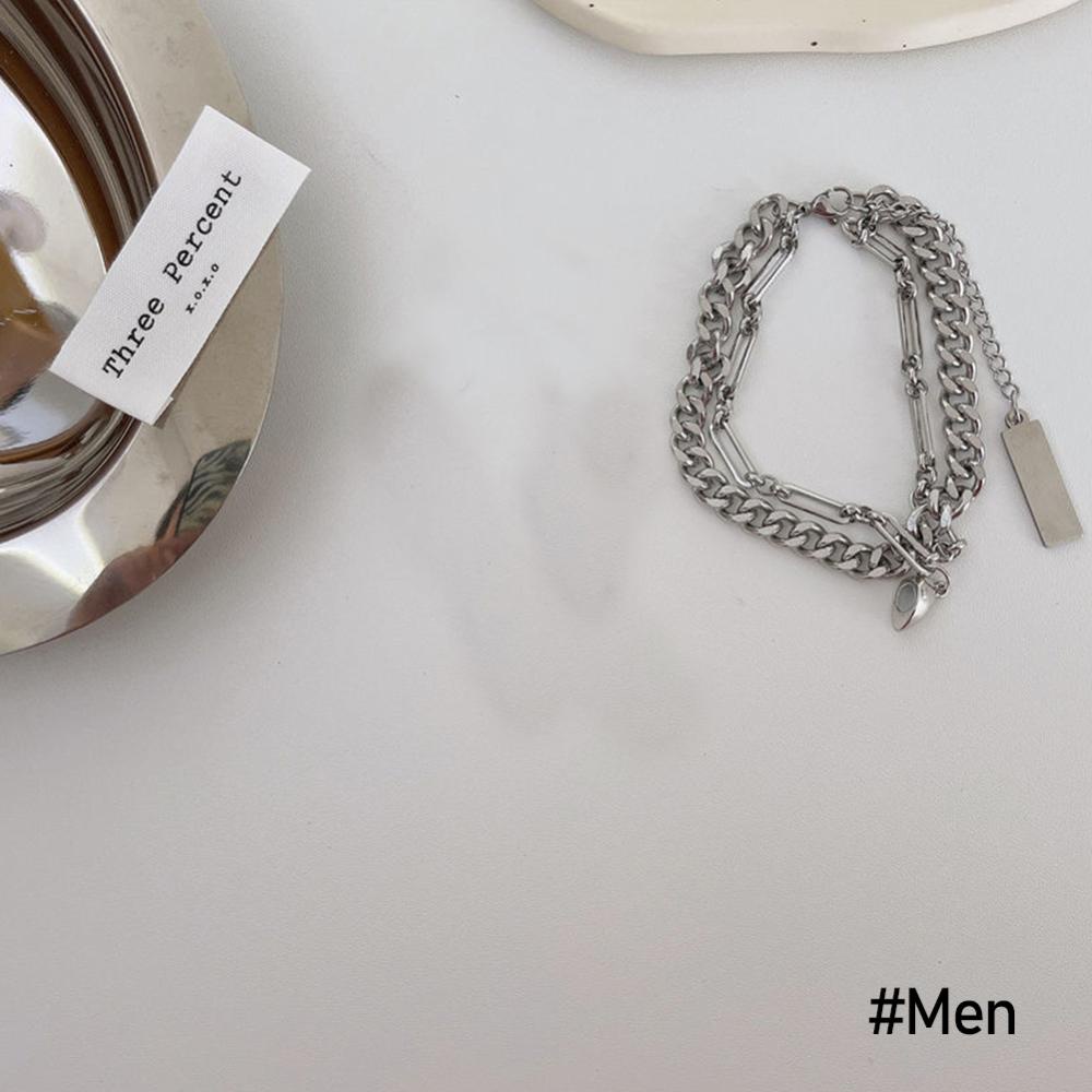 Timekey Gelang Tangan Rantai Baja Titanium Magnet Model Hati Gaya Punk Romantis Untuk Pasanganpriawanita G1U7