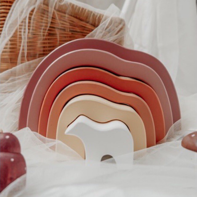 Stacking Bear Pastel Series - Open ended wooden toys / mainan kayu