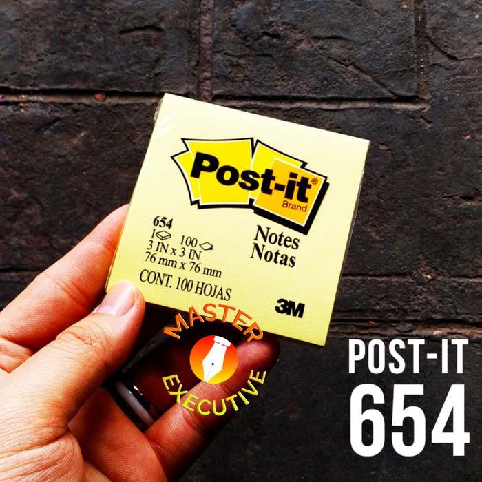 3M Post-it Notes 654 Canary Yellow U.S.A - 76 mm x 76 mm 3M-2 / Sticky