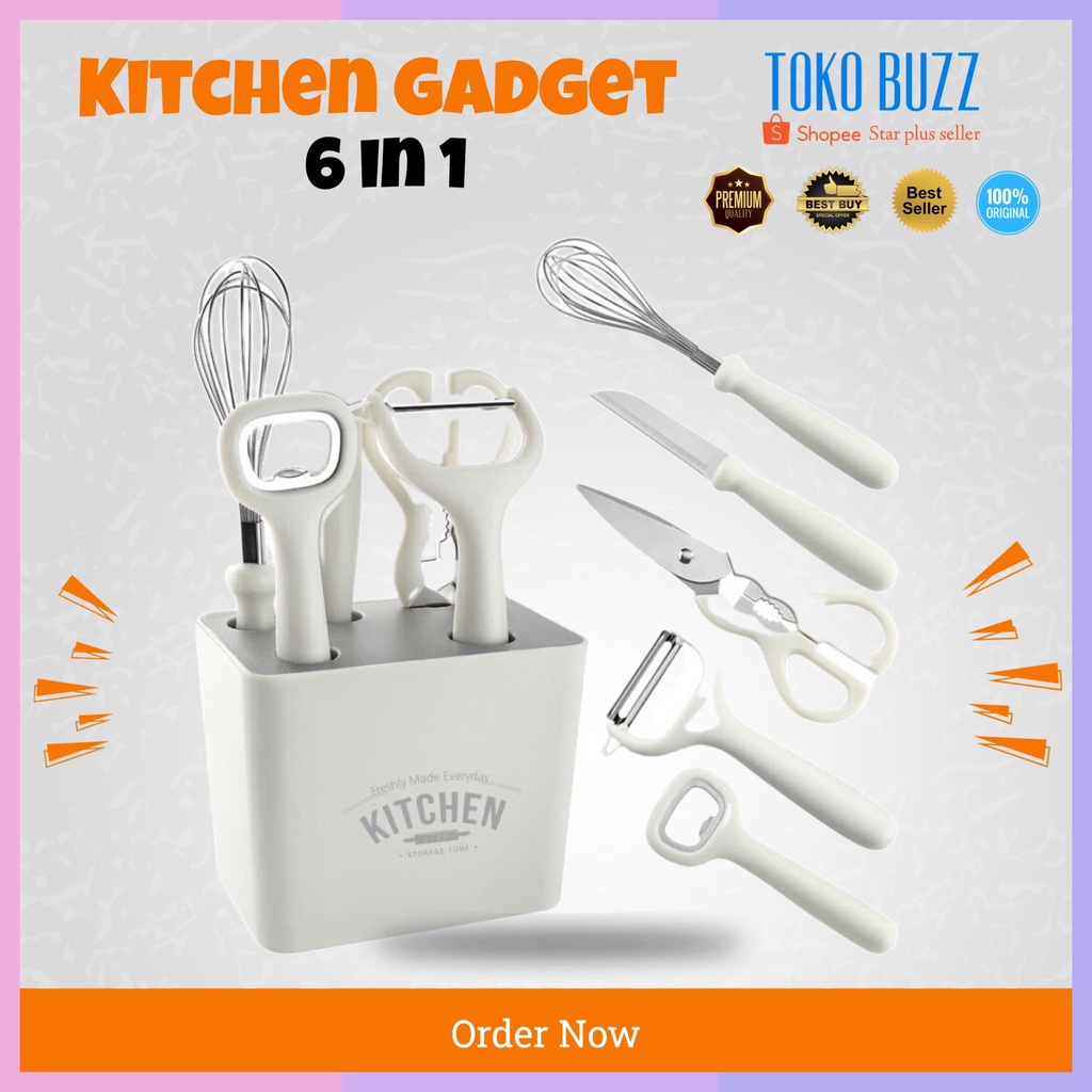 KITCHEN GADGET COOKING BAKING Tools 6 in 1 Pisau Gunting Alat Potong Dapur Masak